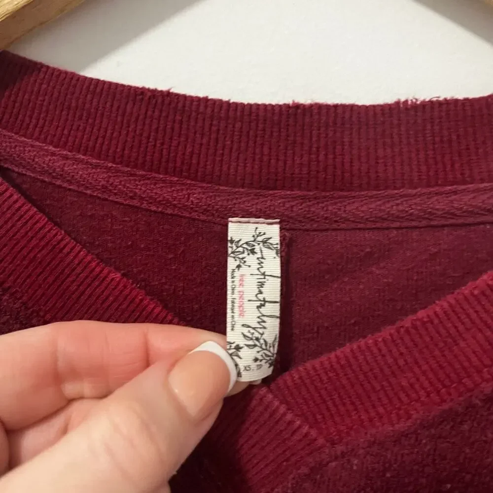 Free People Red & Pink Lace Cropped Sweater Size XS